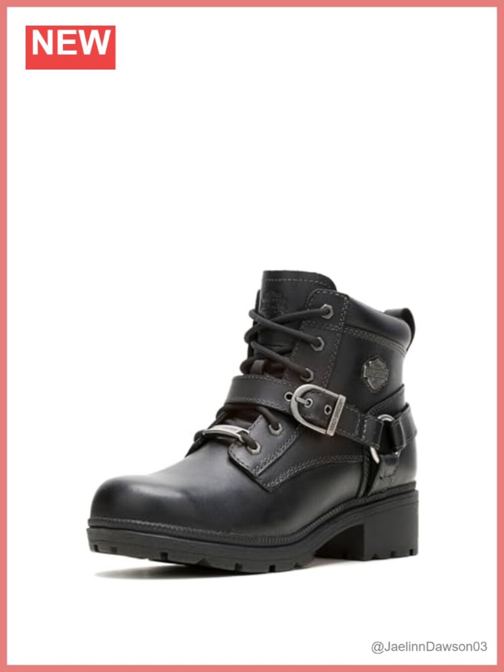 Women's Tegan Leather Motorcycle Ankle Boots Lace-Up Side Zipper